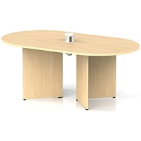 Impulse Volta 1800mm Boardroom Table With White Pop-up Power Module Maple Top Arrowhead Leg
