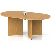 Impulse Volta 1800mm Boardroom Table With White Pop-up Power Module Oak Top Arrowhead Leg