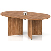 Impulse Volta 1800mm Boardroom Table With White Pop-up Power Module Walnut Top Arrowhead Leg