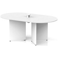 Impulse Volta 1800mm Boardroom Table With White Pop-up Power Module White Top Arrowhead Leg