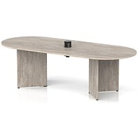 Impulse Volta 2400mm Boardroom Table With Black Pop-up Power Module Grey Top Arrowhead Leg