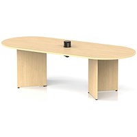 Impulse Volta 2400mm Boardroom Table With Black Pop-up Power Module Maple Top Arrowhead Leg