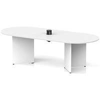 Impulse Volta 2400mm Boardroom Table With Black Pop-up Power Module White Top Arrowhead Leg