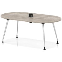 Impulse Volta 1800mm Boardroom Table With Pop-up Power Module With Silver Leg Frame Grey Oak Top