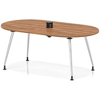 Impulse Volta 1800mm Boardroom Table With Pop-up Power Module With Silver Leg Frame Walnut Top