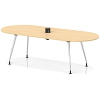 Impulse Volta 2400mm Boardroom Table With Pop-up Power Module With Silver Leg Frame Maple Top