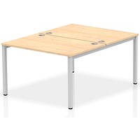 Impulse 2 Person Bench Desk, Back to Back, 2 x 1200mm (800mm Deep), Silver Frame, Maple