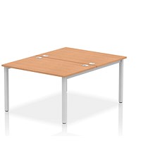 Impulse 2 Person Bench Desk, Back to Back, 2 x 1200mm (800mm Deep), Silver Frame, Beech