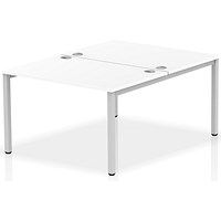 Impulse 2 Person Bench Desk, Back to Back, 2 x 1200mm (800mm Deep), Silver Frame, White