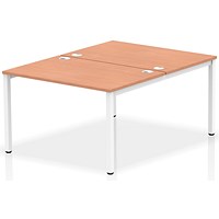 Impulse 2 Person Bench Desk, Back to Back, 2 x 1200mm (800mm Deep), White Frame, Beech