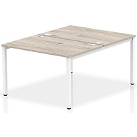 Impulse 2 Person Bench Desk, Back to Back, 2 x 1200mm (800mm Deep), White Frame, Grey Oak
