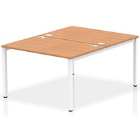 Impulse 2 Person Bench Desk, Back to Back, 2 x 1200mm (800mm Deep), White Frame, Oak