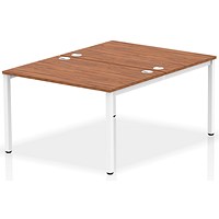 Impulse 2 Person Bench Desk, Back to Back, 2 x 1200mm (800mm Deep), White Frame, Walnut