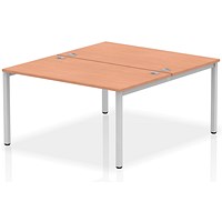 Impulse Bench B2B 2 Person 1400 Silver Frame Office Bench Desk Beech