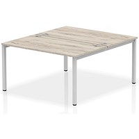 Impulse Bench B2B 2 Person 1400 Silver Frame Office Bench Desk Grey Oak Impulse Bench B2B 2 Person 1400 Silver Frame Office Bench Desk Grey Oak