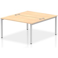 Impulse Bench B2B 2 Person 1400 Silver Frame Office Bench Desk Maple Impulse Bench B2B 2 Person 1400 Silver Frame Office Bench Desk Maple