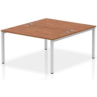 Impulse Bench B2B 2 Person 1400 Silver Frame Office Bench Desk Walnut Impulse Bench B2B 2 Person 1400 Silver Frame Office Bench Desk Walnut