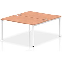 Impulse 2 Person Bench Desk, Back to Back, 2 x 1400mm (800mm Deep), White Frame, Beech