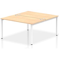 Impulse 2 Person Bench Desk, Back to Back, 2 x 1400mm (800mm Deep), White Frame, Maple