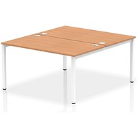 Impulse Bench B2B 2 Person 1400 White Frame Office Bench Desk Oak
