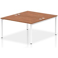 Impulse 2 Person Bench Desk, Back to Back, 2 x 1400mm (800mm Deep), White Frame, Walnut