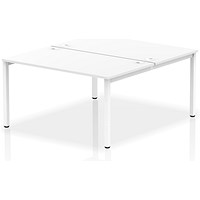 Impulse 2 Person Bench Desk, Back to Back, 2 x 1400mm (800mm Deep), White Frame, White