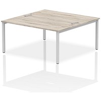 Impulse Bench B2B 2 Person 1600 Silver Frame Office Bench Desk Grey Oak Impulse Bench B2B 2 Person 1600 Silver Frame Office Bench Desk Grey Oak