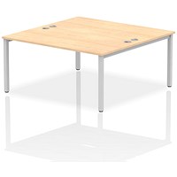 Impulse 2 Person Bench Desk, Back to Back, 2 x 1600mm (800mm Deep), Silver Frame, Maple