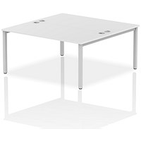 Impulse 2 Person Bench Desk, Back to Back, 2 x 1600mm (800mm Deep), Silver Frame, White
