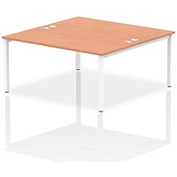 Impulse 2 Person Bench Desk, Back to Back, 2 x 1600mm (800mm Deep), White Frame, Beech