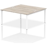 Impulse 2 Person Bench Desk, Back to Back, 2 x 1600mm (800mm Deep), White Frame, Grey Oak