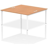 Impulse 2 Person Bench Desk, Back to Back, 2 x 1600mm (800mm Deep), White Frame, Oak