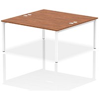 Impulse 2 Person Bench Desk, Back to Back, 2 x 1600mm (800mm Deep), White Frame, Walnut