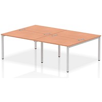 Impulse Bench B2B 4 Person 1200 Silver Frame Office Bench Desk Beech