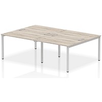 Impulse Bench B2B 4 Person 1200 Silver Frame Office Bench Desk Grey Oak Impulse Bench B2B 4 Person 1200 Silver Frame Office Bench Desk Grey Oak