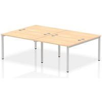 Impulse 4 Person Bench Desk, Back to Back, 4 x 1200mm (800mm Deep), Silver Frame, Maple