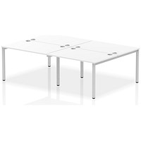 Impulse Bench B2B 4 Person 1200 Silver Frame Office Bench Desk White