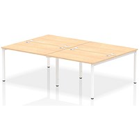 Impulse 4 Person Bench Desk, Back to Back, 4 x 1200mm (800mm Deep), White Frame, Maple