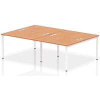 Impulse 4 Person Bench Desk, Back to Back, 4 x 1200mm (800mm Deep), White Frame, Oak