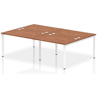 Impulse 4 Person Bench Desk, Back to Back, 4 x 1200mm (800mm Deep), White Frame, Walnut