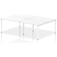 Impulse 4 Person Bench Desk, Back to Back, 4 x 1200mm (800mm Deep), White Frame, White