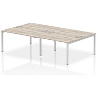 Impulse Bench B2B 4 Person 1400 Silver Frame Office Bench Desk Grey Oak