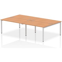 Impulse Bench B2B 4 Person 1400 Silver Frame Office Bench Desk Oak