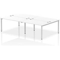 Impulse Bench B2B 4 Person 1400 Silver Frame Office Bench Desk White