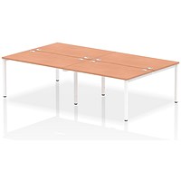 Impulse 4 Person Bench Desk, Back to Back, 4 x 1400mm (800mm Deep), White Frame, Beech