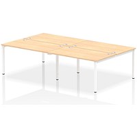 Impulse 4 Person Bench Desk, Back to Back, 4 x 1400mm (800mm Deep), White Frame, Maple