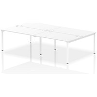 Impulse 4 Person Bench Desk, Back to Back, 4 x 1400mm (800mm Deep), White Frame, White