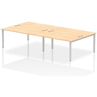 Impulse 4 Person Bench Desk, Back to Back, 4 x 1600mm (800mm Deep), Silver Frame, Maple