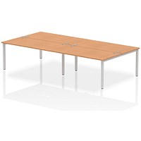 Impulse Bench B2B 4 Person 1600 Silver Frame Office Bench Desk Oak