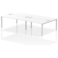 Impulse 4 Person Bench Desk, Back to Back, 4 x 1600mm (800mm Deep), Silver Frame, White